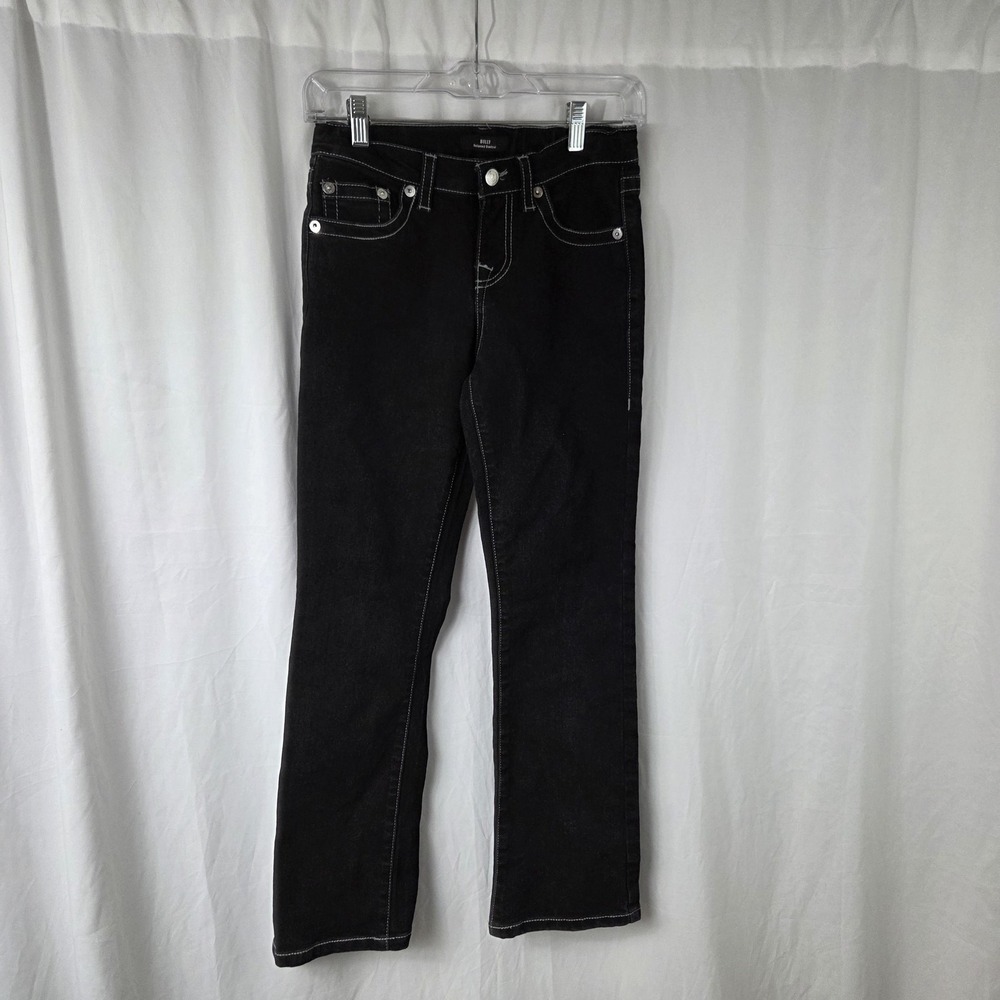 True Religion Jeans Youth 12 Black Billy Relaxed Bootcut Stretch Horseshoe Denim